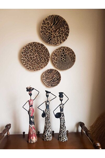 Joly El Yapımı Afrikan Tabak Etnik Hasır Tabak Seti Bohem Duvar Dekoru Afrika Tabak