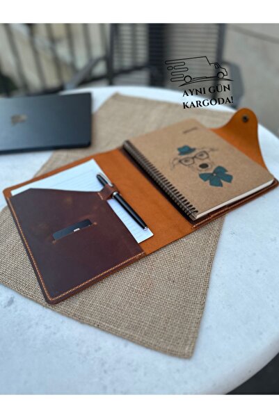 Leather Anatolia Hakiki Deri El Yapımı A5 Defter Kılıfı, Deri Ajanda Çantası,...