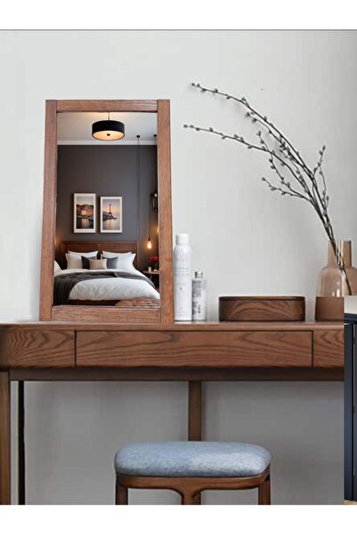 MİRRORSS Ceviz Renk Ahşap Çerçeve Duvar Hol Antre Ayna, Makyaj Ayna (boy64cm-...