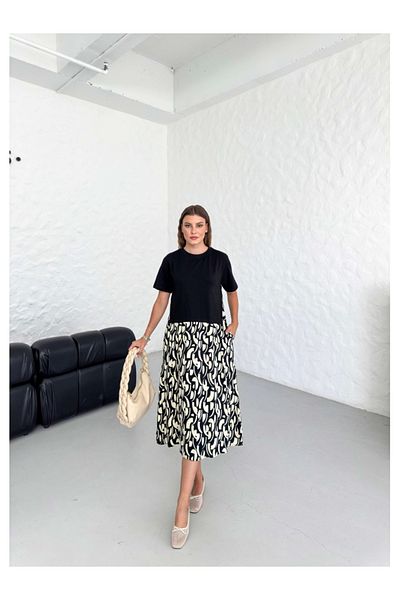 Elif Özbey Butik Rochie de bază casual cu model negru