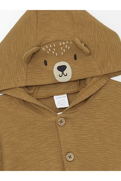 LC Waikiki Lcw Baby Light Brown Hooded Baby Boy Cardigan