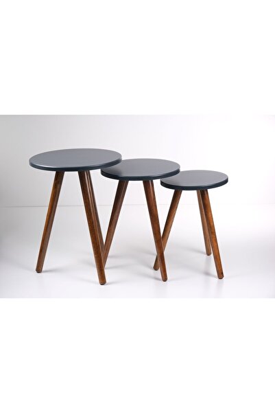 MDKLİFE Mdk Dekoratif Antrasit Lake Sehpa Takımı 30cm/25cm/20cm