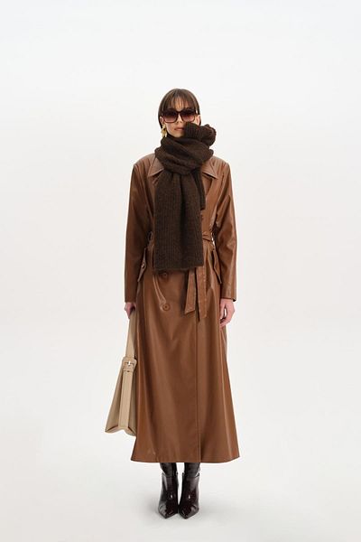 Tailors Room Trench din piele vegană maro lapte