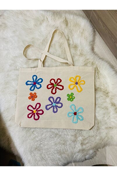 NEŞELİ HOME Punch nakış işleme bez kol çantası,47x36x8cm