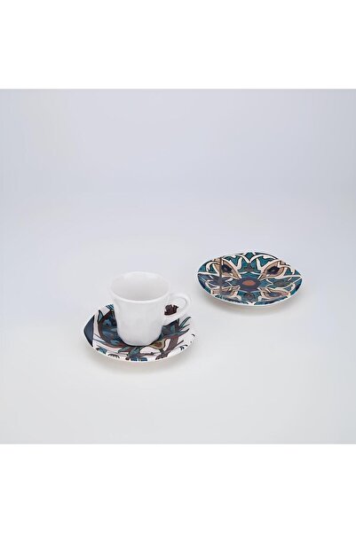 Karaca Naturalist Coffee Cup Set for 2 People - Tile Patterned