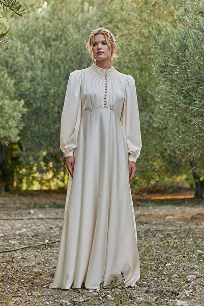 tailor's room Saten Gece Elbisesi - Ekru