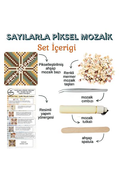 Zen Mozaik Diy Set - Pixel Mosaic with Numbers, Antique Mosaic, Natural Stone Marble Mosaic