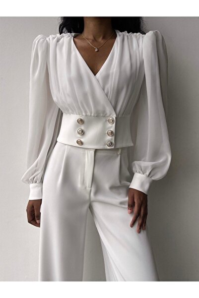 Anesa Butik 3 Düğmeli Şifon Bluz