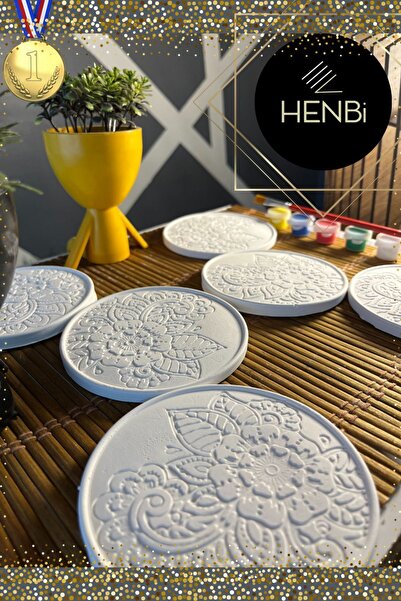 HENBi Mandala 2 [6 Adet] (3D) Xxl Taş Boyama Otonom Gelişim Çocuk Etkinliği Taş Boyama Seti Çocuk Gelişimi