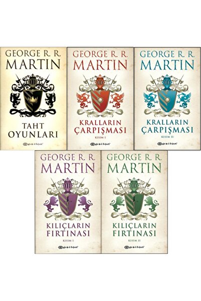 Epsilon Yayınevi Taht Oyunları Serisi İlk 5 Kitap/ Taht Oyn.+Kralların Çarpışması 1 ve 2 +Kılıçların Fırtınası 1 ve 2