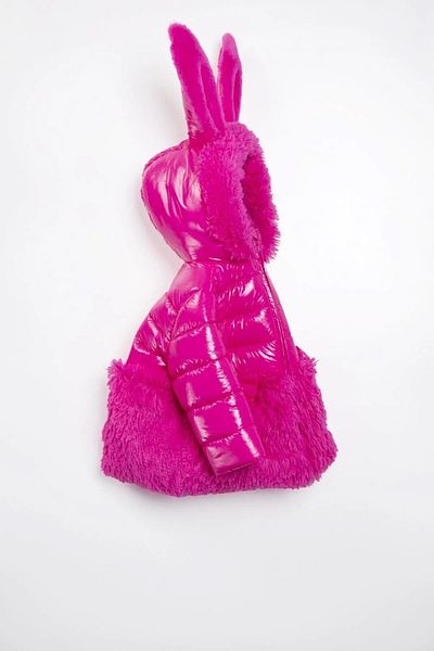 ModaCity New Season Special Design Furry Bow Detailed Cute Rabbit Ear Hooded Coat