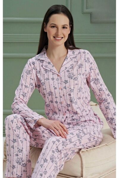 İpek Γυναικείο σετ πιτζάμες με μακρυμάνικο μπροστινό κουμπί