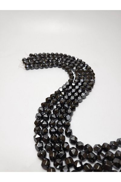 Yüksel Boncuk 9 mm Anthracite Hematite - Σειρά από φυσική πέτρα κοπής πρίσματος