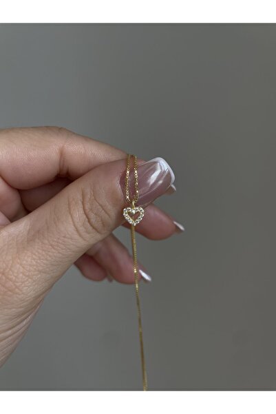 Sade Accessory Küp Zincirli İçi Boş Kalp Kolye