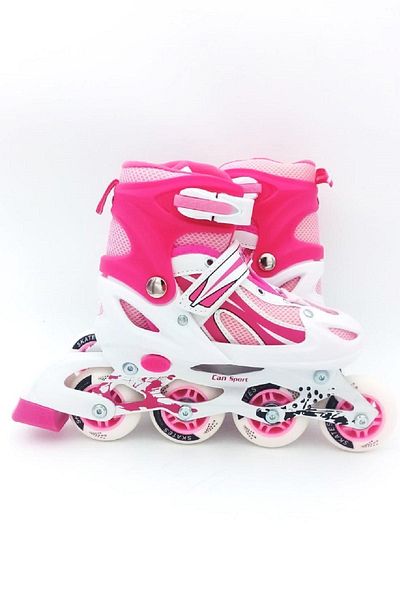 TAN EXPRESS Pink Number 34-37 Roller Skates - Adjustable 2+1 Metal Body Training