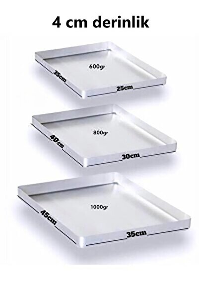 Yıldız çelik 3'lü Alüminyum Baklava Börek Fırın Tepsisi (25x35&30x40&35x45cm)