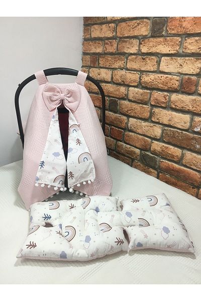 BUSEBABYHOME Pink Stroller Cover and Stroller Cushion Set of 2