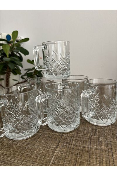 Paşabahçe Di̇baAVM- Set of 6TimelessGlasses with Handles 250ccGlass Latte