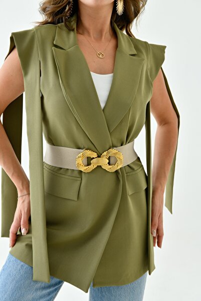 WOMAN VISION Beige Women's Belt - Elastic, Buckle and Snap 1602