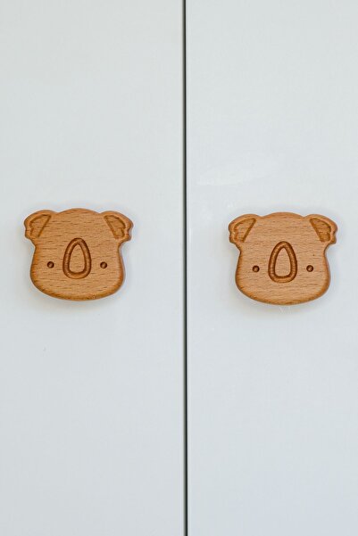 Üreet Koala Pattern (2 Pcs) Baby Kids Room Wooden Furniture Cabinet Drawer Ha...