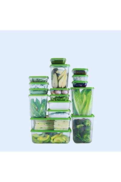 IKEA Pruta Transparent Plastic Storage Container Set - Green 17 Pieces