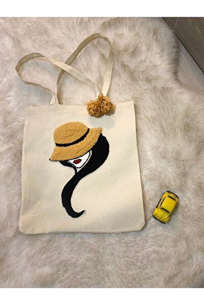 NEŞELİ HOME Neşeli Home Tasarım,punch Işleme Bez Kol Çantası,sarı Şapkalı Kız...