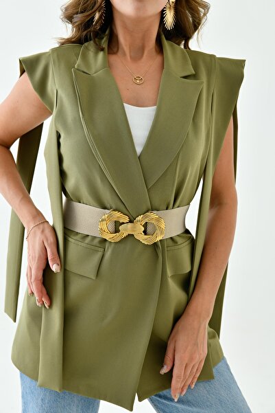 WOMAN VISION Beige Women's Belt - Elastic, Buckle and Snap 1602