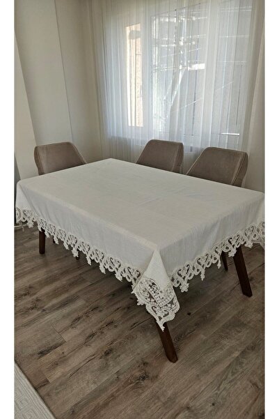 ZESA HOME مفرش طاولة كتان منقوش على شكل قلب - خالي من القلق ورباط ثقيل، لون كريمي - 160x160/160x500