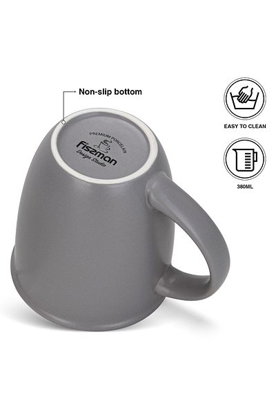 Fissman 2-Piece Printed Coffee Mug 380mL ''GOOD NIGHT'', Ceramic Coffee Mug with Handle