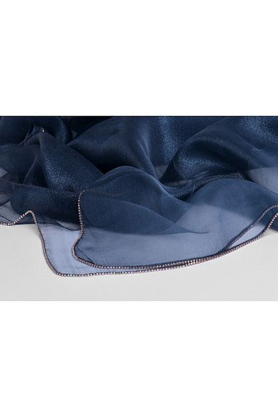 ARMANDA Evening Dress Shawl with Stone Edge Navy Blue