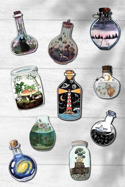 One Little Happiness Κομψό σετ αυτοκόλλητων με θέμα το μπουκάλι - για Bullet ...