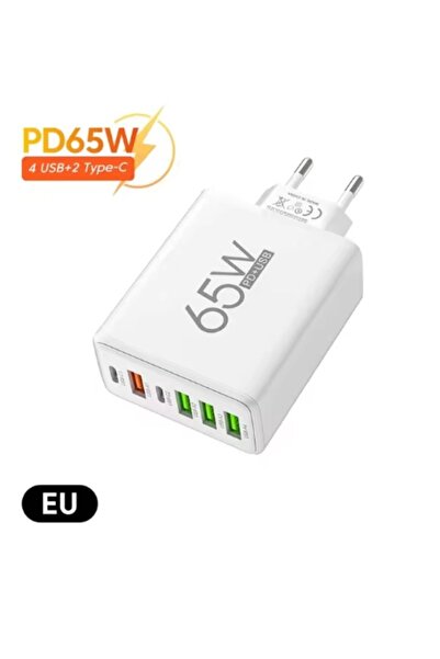 HSF Hızlı Şarj Adaptörü Şarj Başlık Kafa 65w 6 Port Usb Type-c Charger