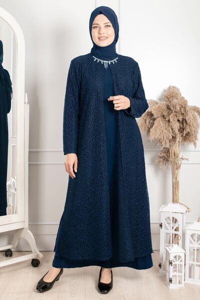 SUBU TASARIM Βραδινό φόρεμα Navy Blue - Κολιέ Λεπτομέρεια, Μοντέλο TBS2220