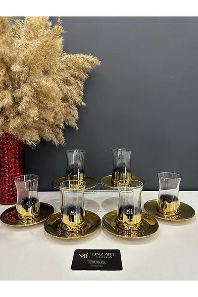 Paşabahçe Titanic Gold 6 Piece Tea Set ''Guaranteed to 250 Washes in Dishwasher''