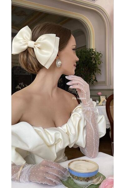 quella atelier Saten Büyük Boy Gelin Fiyonk Toka