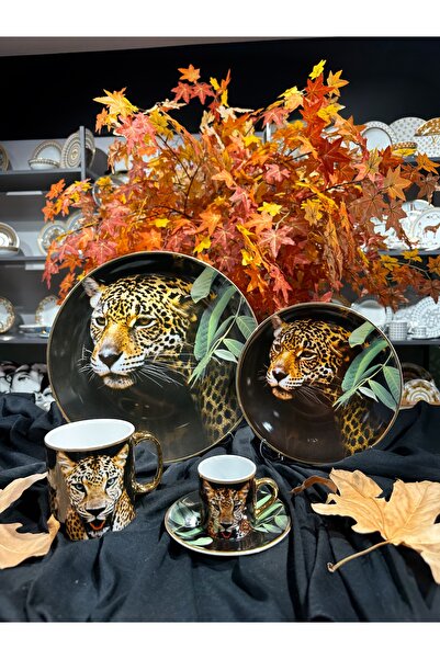 marlow home Yeşil leopar yemek takımı