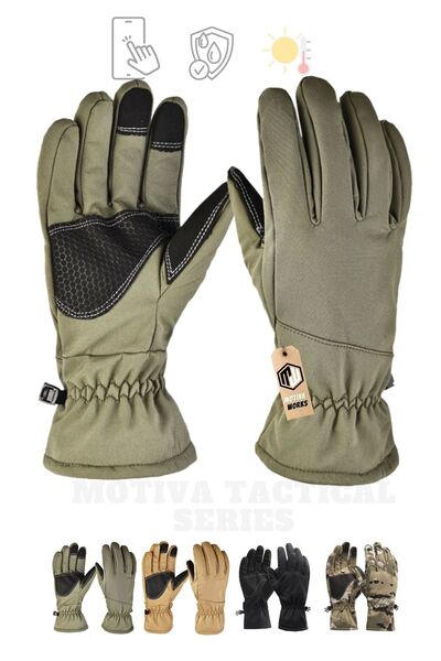 Motiva مقاوم للماء سوفتشيل الكاكي الأخضر دراجة نارية التكتيكية العسكرية الرياضة الشتاء قفازات صيد الثلج