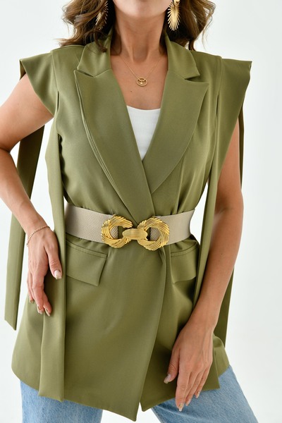 barış sülün lovebox Γυναικεία ζώνη σε μπεζ χρώμα - με κούμπωμα, σχέδιο πόρπης...