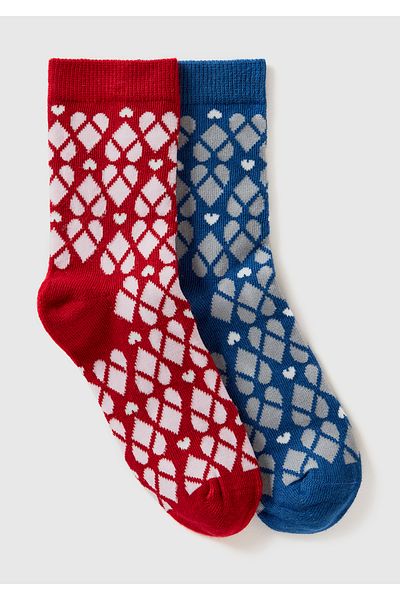 United Colors of Benetton Red Mix Patterned 2-piece Long Sock Set for Boys