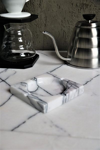 Voodo Concept 2 Cm Thickness White Marble Ashtray