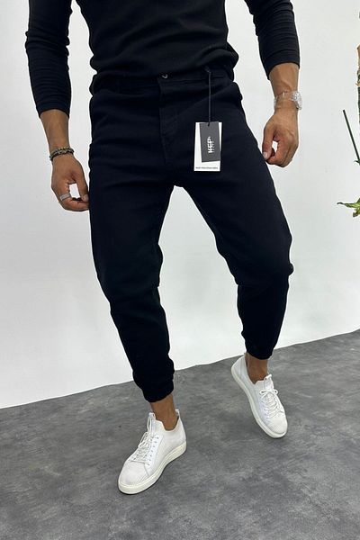 MADZEYMODA Ανδρικό τζιν με ελαστικό λάκρα μαύρο