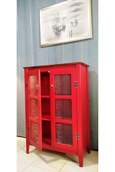 VİLLAÇAM AHŞAP Telli dolap çok amaçlı kırmızı tel dolap