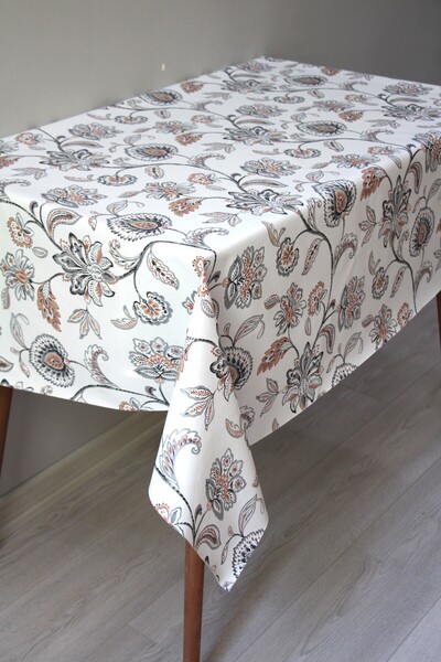 DedeEvTekstil مفرش طاولة من القماش الزيتي PVC قابل للمسح - مبطن بالألياف