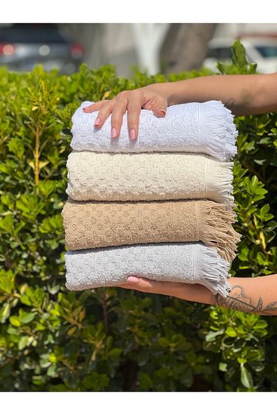 SHAL HOME Fringed Set of 4 Hand/Face Towels