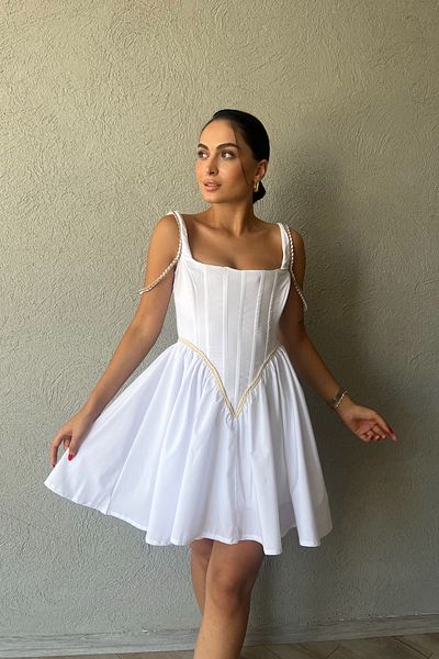 Seda Yalçın Atelier Ravello White Corset Detailed Dress