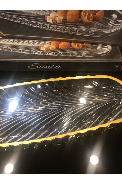 KAVEH Busayhome Gilded Glass Boat Plate Presentation Holder 40 Cm Presentation Plate 1997