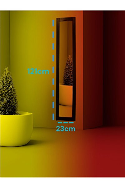 MİRRORSS Siyah Ahşap Çerçeve Dekoratif Duvar Hol Ayna 121 X 23