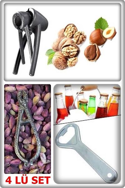 TAN EXPRESS Set of 4 - Walnut, Hazelnut and Peanut Cracker and Gazoz Opener