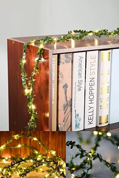 Sanctum 7 Metre Dekoratif Yeşil Yapraklı Yapay Sarmaşık Ve 10 Metre Peri Led Gün Işığı