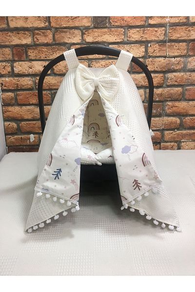 BUSEBABYHOME Cream Stroller Cover and Stroller Cushion Set of 2